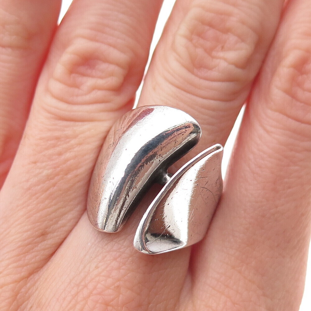 Hans Hansen 925S Sterling Silver Vintage Denmark Modernist Ring Size 7.75